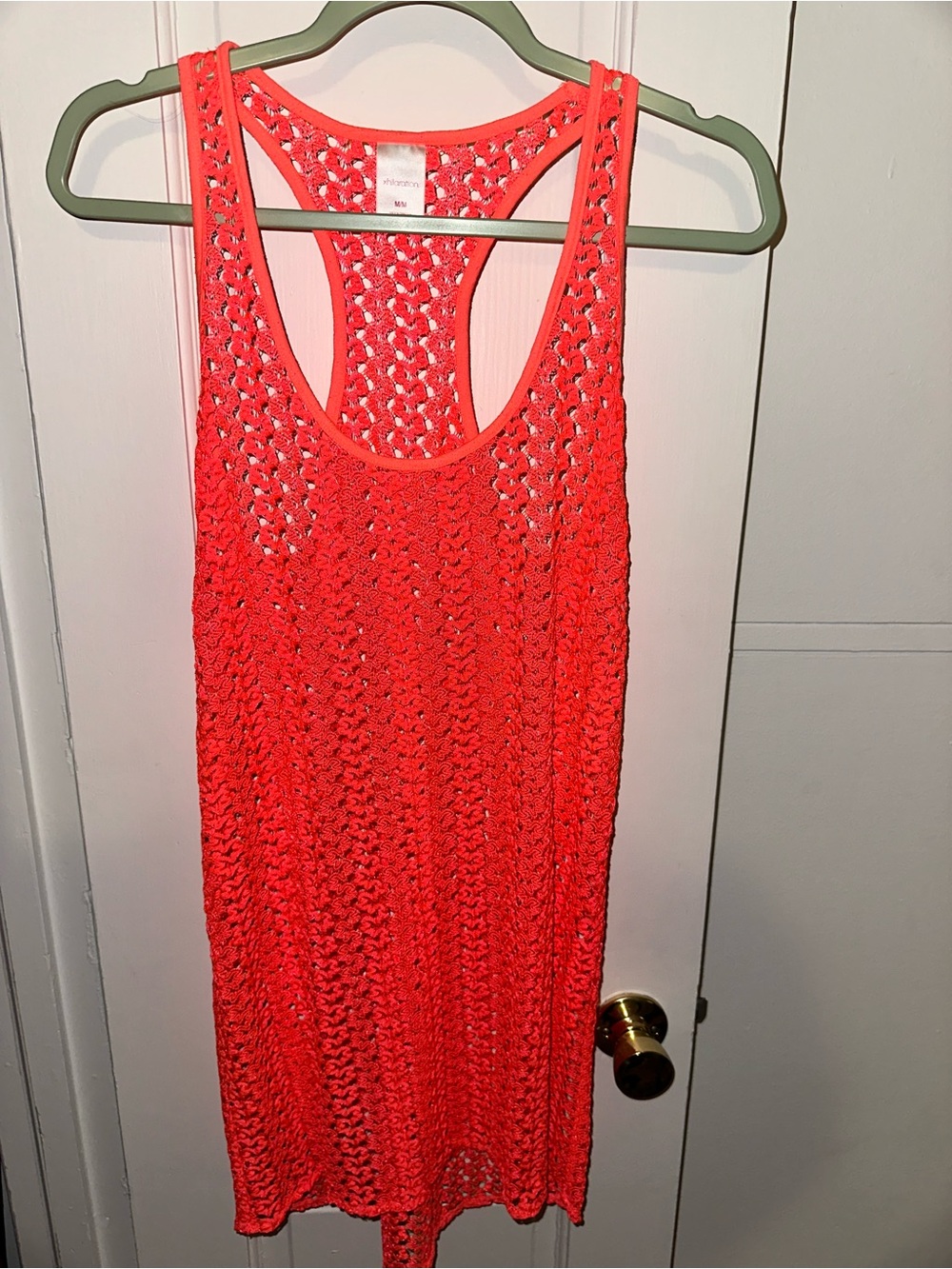 Target Neon Coral Crochet Swim Cover-Up Tank Dress